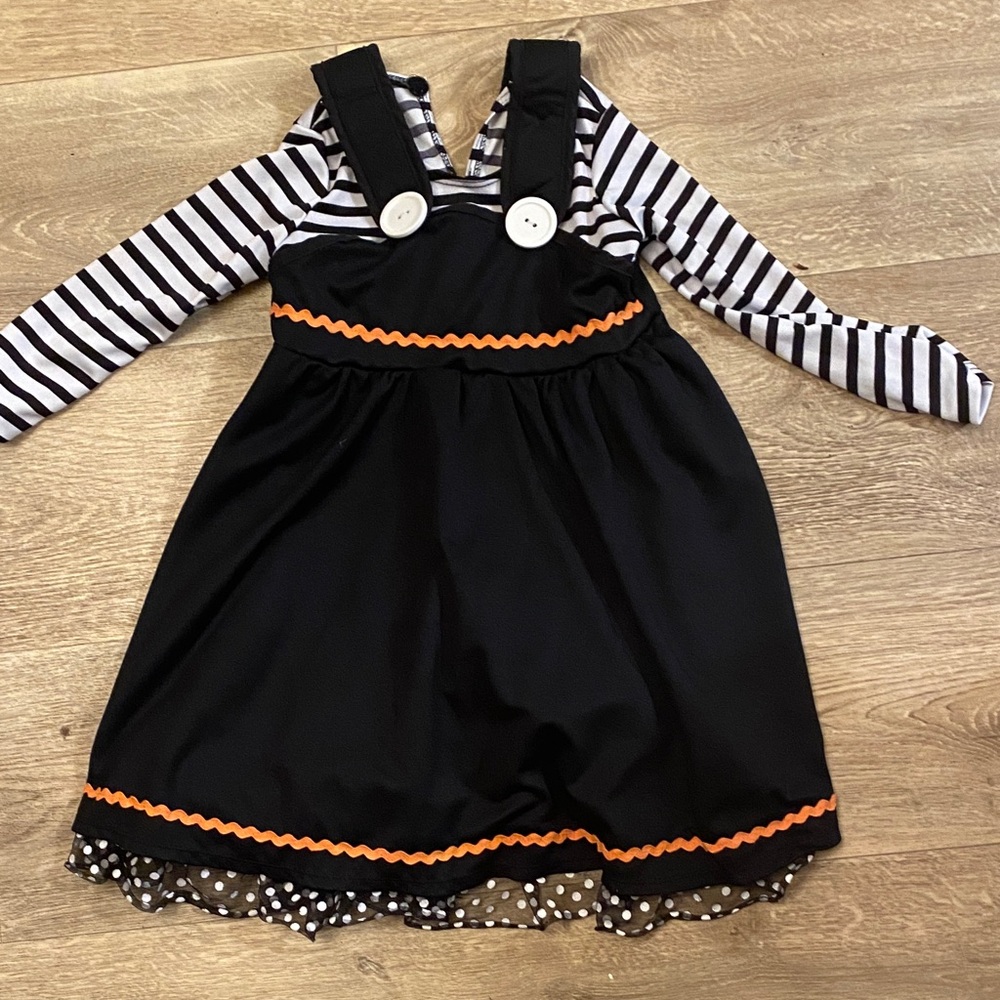 Black and Orange Striped Kids dress